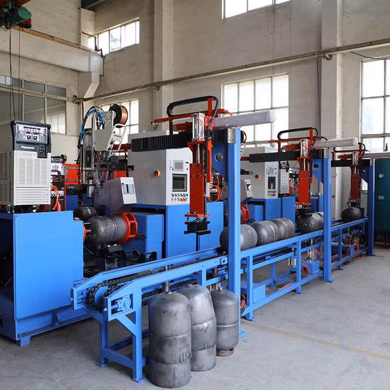 Línea de producción de cilindros de gas LPG, equipos de fabricación de carrocerías, máquina de soldadura de válvulas