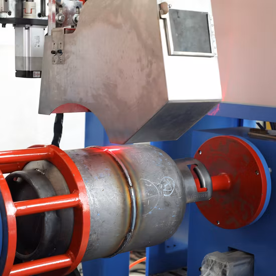 Línea de fabricación del cuerpo del cilindro de gas LPG, máquina de soldadura continua circunferencial automática