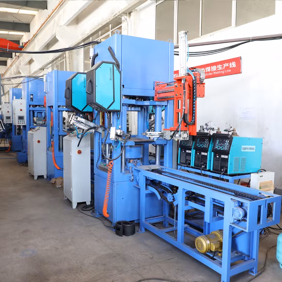Línea de producción de cilindros de gas LPG, equipos de fabricación de carrocerías, máquina de soldadura de válvulas